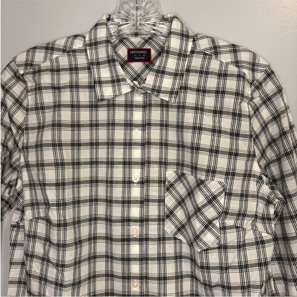 UNTUCKit Women Marina NWT 8 Black White Black Long Sleeve Button Down Shirt Top - Picture 3 of 10